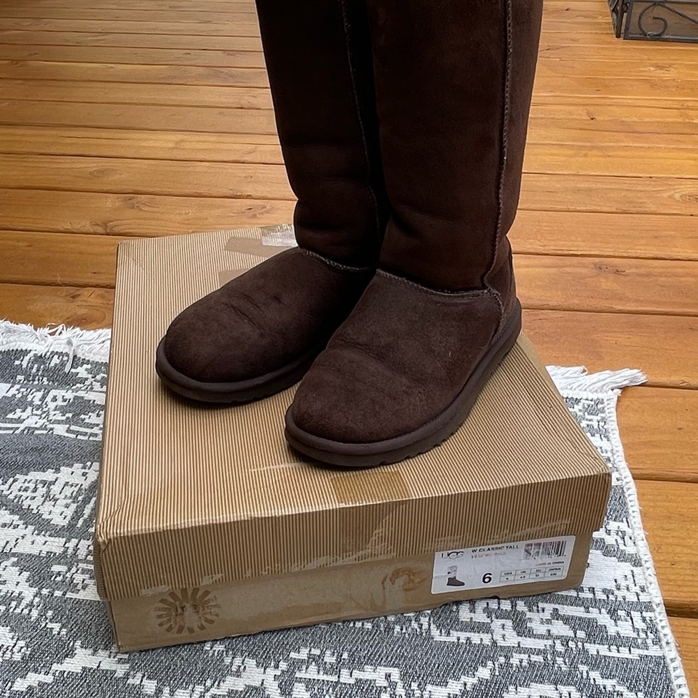 UGG Tall Classic Suede Boots in Dark Brown